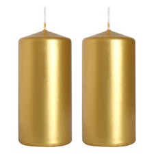 2 x Gold Metallic Pillar