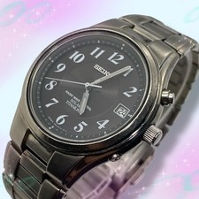 Seiko Watch, Titanium, Date, Black Dial, Solar, Radio-Controlled From Japan