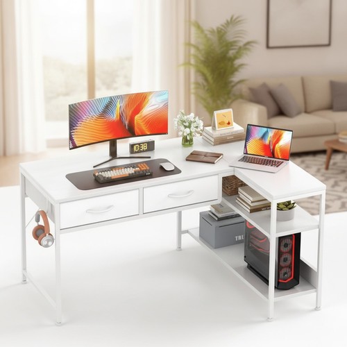 Shaped computer desk 100cm - shaped,