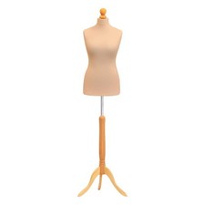 Female UK Size 8/10 Cream Tailors Dummy with Adjustable Lightwood Tripod Stand