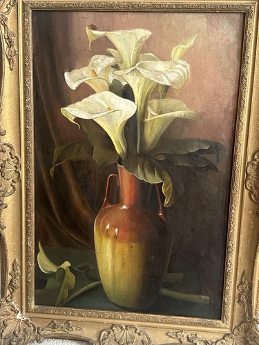 Antique oil painting flowers - antique,