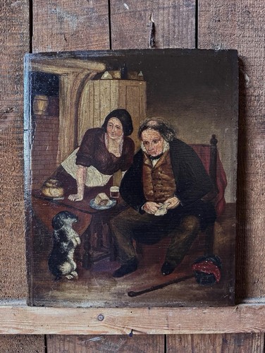 Antique naive oil painting - antique,