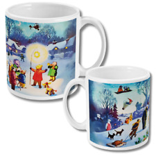 Rupert Bear Mug Christmas Winter Scene Carol Singing 1980s Vintage Rare Design 