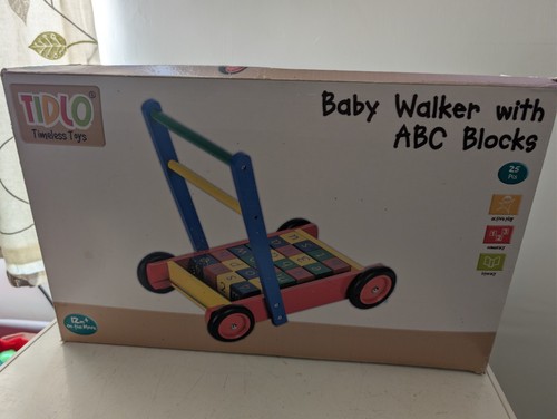 Colourful wooden baby walker - colourful,
