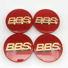 BBS Wheel Center Caps 70mm Genuine Emblem Red Gold 3D Logo Set 4pcs 56.24.073