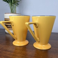 2x Churchill Yellow Mugs Blue