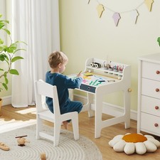 Kids Art Desk and Chair Set with Storage Shelf and Drawers