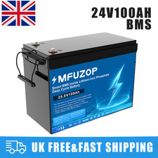 24V 100Ah Lifepo4 Lithium Battery 25.6V 10000+ Cycles Solar RV Off-grid 