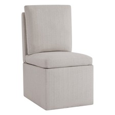 CHITA Upholstered Dining Chair with Casters Slipcovered Dining Armless Chair