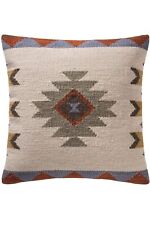 Stone Cushion Cover Kilim Geometric Natural Handloom Cushion 45 cm x 45 cm