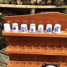 Mixed Lot Of 7 Blue & White China Thimbles Rorstrand Bing & Grondahl Royal Mosa