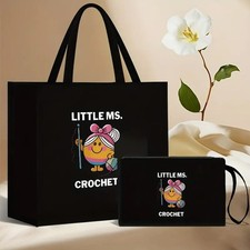 Little Ms Crochet Bag Storage Tote Shopping Miss Handbag Fabric Hessian Project