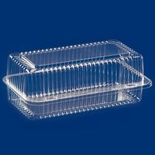 50pcs - ALI35C Transparent Hinged Rectangular Container - For Cakes & Pastries