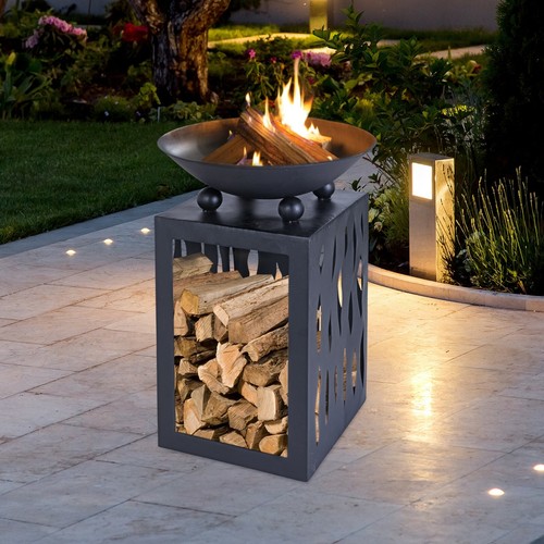 Black square cast iron fire - square,