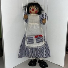 Nurse Clown Puppet 14” String Puppet, Wooden & Cloth Marionette