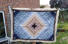 Vintage patchwork quilt. Blue