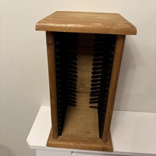 Vintage Solid Pine Wood wooden CD Storage Rack Free Standing Tower 20 CDs 36cm