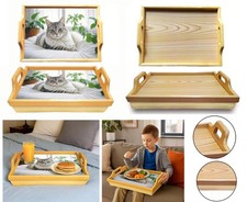 Wooden Lap Tray  Soft Padded Bean Bag Cushion With Handles for Dinner, Laptop TV