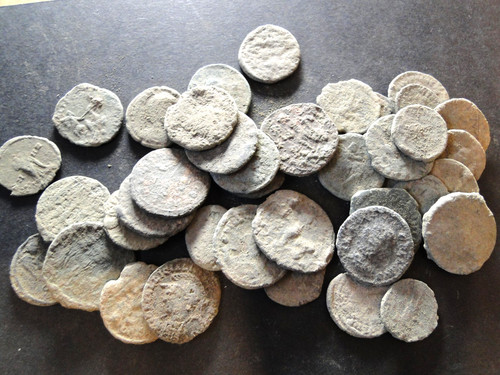 Bronze coins dug with - "as, dug"