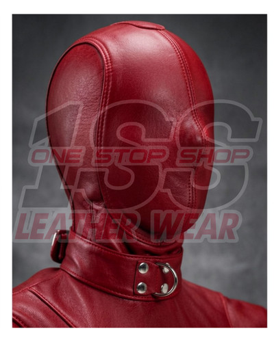 Red leather hood - red,