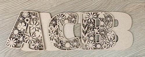 Wooden mdf flower letters - wooden, 3d