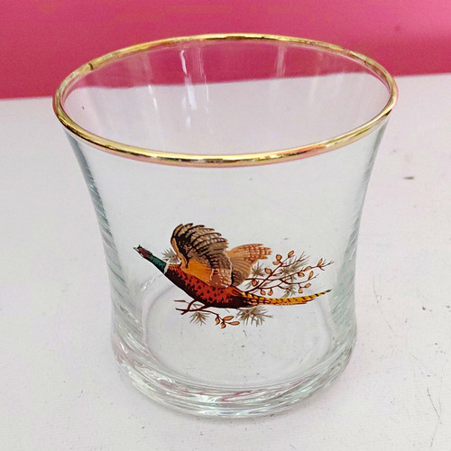 Clear glass tumbler gold rim - clear,