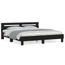 Bed Frame with Headboard Black 180x200 cm Super King Size Engineered Wood vidaXL