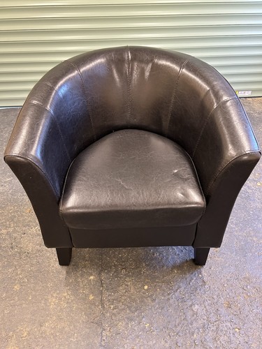 Stylish black faux leather tub - leather,