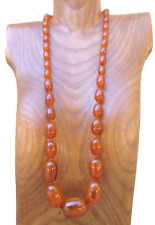 VINTAGE GRADUATING SIZE HONEY AMBER BAKELITE ERA BEADS NECKLACE