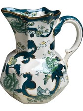 Vintage Mason’s Ironstone 30 Oz Fenton Jug Chartreuse Pattern, Hand Painted Gree