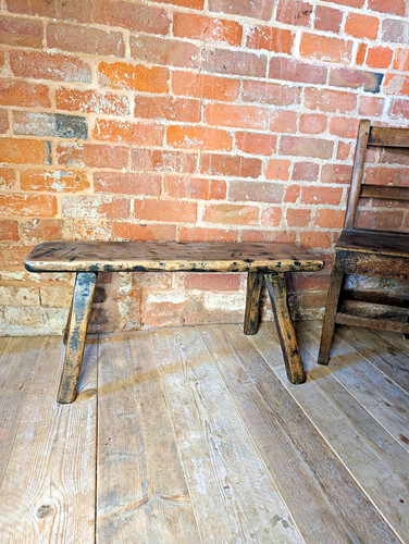 Rustic oak wooden bench - rustic,
