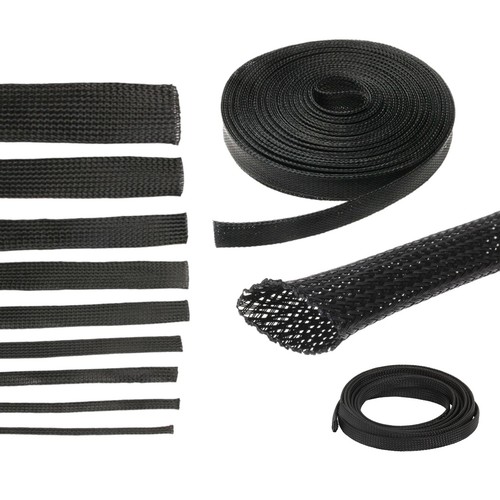 Black expandable braided cable - black,