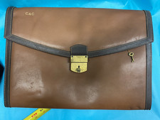 VINTAGE TUMI BROWN LEATHER PORTFOLIO EXECUTIVEBREIFCASE FOLDER WITH LOCK & KEY