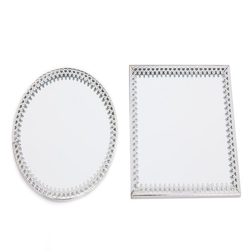 10cm round square mirror - or,