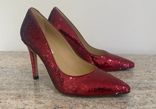 Ladies red glitter court shoes