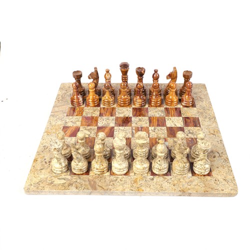Marble chess set fossil coral - marble,