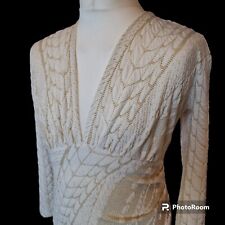 Kevan Jon Dress Small UK 12 Jacquard Wedding Cream Gold Formal Asymmetric 