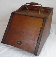 Vintage Wooden Coal Scuttle Box Fireplace with Metal Liner Please Read