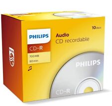 Philips CD-R Audio RECORDABLE CD's  Blank CD Discs in Jewel Case Pack of 10