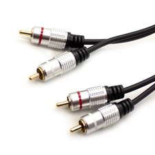 2 RCA Phono to 2 RCA Phono Cable Twin Stereo Audio Lead Gold Hi-Fi Amp Subwoofer
