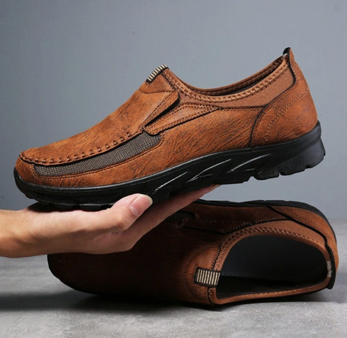 Mens leather slip walking - leather,