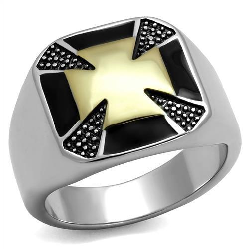 Mens gold cross ring silver
