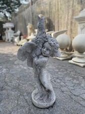 Boy and Goose figure small standing boy fountain feature water tube stone grey