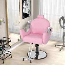 360°Swivel Hair Styling Chair Hairdressing Tattoo Beauty Spa Equipment-Pink