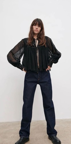 Zara nwt black size - black, plumetis