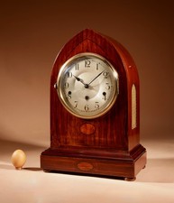 Edwardian Impressive Large Mahogany Inlaid Mantel Clock