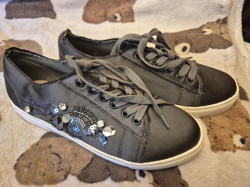 Dark khaki satin trainers - dark,