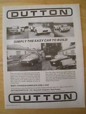 DUTTON SPORTS LTD KIT CARS WEST SUSSEX EASY BUILD CAR 1977 ADVERT A4 FILE 33