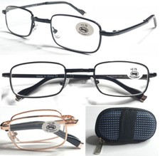 Foldable Reading Glasses/Quality Metal Comfort Frame + Easy-Hold Shell Case L240
