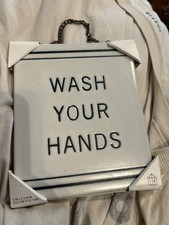 Hearth and Hand Magnolia Wash Your Hands 6x5 Tile Wall Sign Farmhouse Bathroom